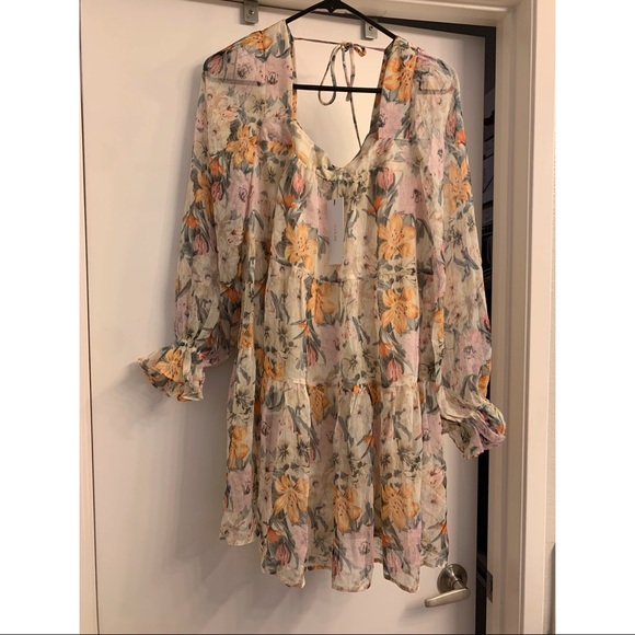 Cream floral print mini dress - Picture 2 of 2